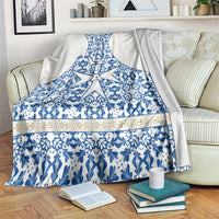 Malta Blanket with Blue White Tile Design and Maltese Cross Pattern - Wonder Print Shop