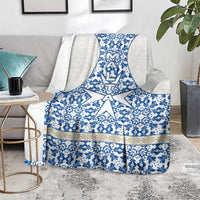 Malta Blanket with Blue White Tile Design and Maltese Cross Pattern - Wonder Print Shop