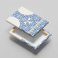 Malta Canvas Wall Art with Blue White Tile Design and Maltese Cross Pattern - Wonder Print Shop