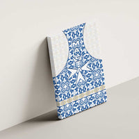 Malta Canvas Wall Art with Blue White Tile Design and Maltese Cross Pattern - Wonder Print Shop