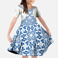 Malta Family Matching Off The Shoulder Long Sleeve Dress and Hawaiian Shirt with Blue White Tile Design and Maltese Cross Pattern - Wonder Print Shop