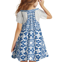 Malta Family Matching Off Shoulder Short Dress and Hawaiian Shirt with Blue White Tile Design and Maltese Cross Pattern - Wonder Print Shop