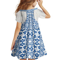 Malta Family Matching Summer Maxi Dress and Hawaiian Shirt with Blue White Tile Design and Maltese Cross Pattern - Wonder Print Shop