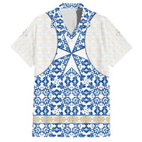Malta Family Matching Summer Maxi Dress and Hawaiian Shirt with Blue White Tile Design and Maltese Cross Pattern - Wonder Print Shop