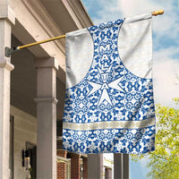Malta Garden Flag with Blue White Tile Design and Maltese Cross Pattern - Wonder Print Shop