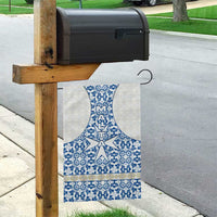 Malta Garden Flag with Blue White Tile Design and Maltese Cross Pattern - Wonder Print Shop