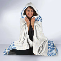 Malta Hooded Blanket with Blue White Tile Design and Maltese Cross Pattern - Wonder Print Shop