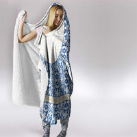 Malta Hooded Blanket with Blue White Tile Design and Maltese Cross Pattern - Wonder Print Shop