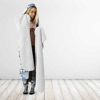 Malta Hooded Blanket with Blue White Tile Design and Maltese Cross Pattern - Wonder Print Shop