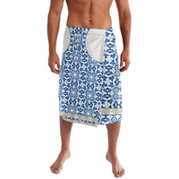 Malta Lavalava with Blue White Tile Design and Maltese Cross Pattern - Wonder Print Shop
