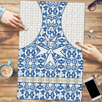 Malta Puzzle with Blue White Tile Design and Maltese Cross Pattern - Wonder Print Shop