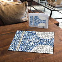 Malta Puzzle with Blue White Tile Design and Maltese Cross Pattern - Wonder Print Shop