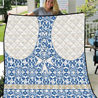 Malta Quilt with Blue White Tile Design and Maltese Cross Pattern - Wonder Print Shop
