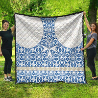 Malta Quilt with Blue White Tile Design and Maltese Cross Pattern - Wonder Print Shop