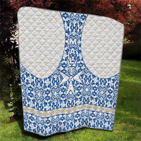 Malta Quilt with Blue White Tile Design and Maltese Cross Pattern - Wonder Print Shop