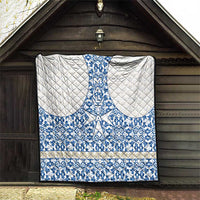 Malta Quilt with Blue White Tile Design and Maltese Cross Pattern - Wonder Print Shop