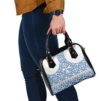 Malta Shoulder Handbag with Blue White Tile Design and Maltese Cross Pattern - Wonder Print Shop