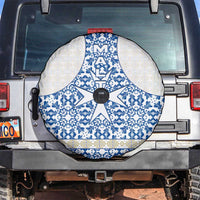 Malta Spare Tire Cover with Blue White Tile Design and Maltese Cross Pattern - Wonder Print Shop