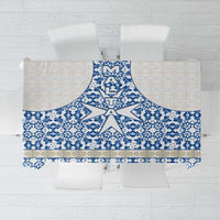 Malta Tablecloth with Blue White Tile Design and Maltese Cross Pattern - Wonder Print Shop