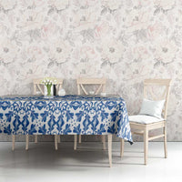 Malta Tablecloth with Blue White Tile Design and Maltese Cross Pattern - Wonder Print Shop