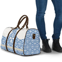 Malta Travel Bag with Blue White Tile Design and Maltese Cross Pattern - Wonder Print Shop