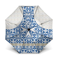 Malta Umbrella with Blue White Tile Design and Maltese Cross Pattern - Wonder Print Shop