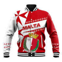 Malta Baseball Jacket with Red White Starburst Design - Wonder Print Shop