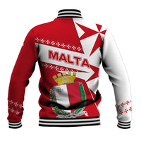 Malta Baseball Jacket with Red White Starburst Design - Wonder Print Shop