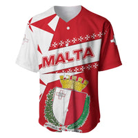 Malta Baseball Jersey with Red White Starburst Design - Wonder Print Shop