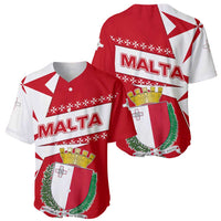 Malta Baseball Jersey with Red White Starburst Design - Wonder Print Shop