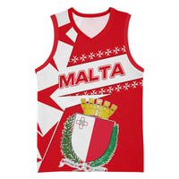 Malta Basketball Jersey with Red White Starburst Design - Wonder Print Shop