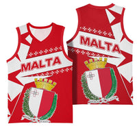 Malta Basketball Jersey with Red White Starburst Design - Wonder Print Shop
