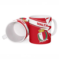 Malta Ceramic Mug with Red White Starburst Design - Wonder Print Shop