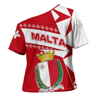 Malta Cross Shoulder Shirt with Red White Starburst Design - Wonder Print Shop