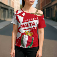 Malta Cross Shoulder Shirt with Red White Starburst Design - Wonder Print Shop