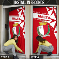 Malta Door Cover with Red White Starburst Design - Wonder Print Shop