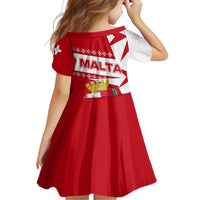 Malta Family Matching Long Sleeve Bodycon Dress and Hawaiian Shirt with Red White Starburst Design - Wonder Print Shop