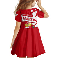 Malta Family Matching Off Shoulder Maxi Dress and Hawaiian Shirt with Red White Starburst Design - Wonder Print Shop