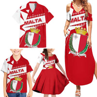 Malta Family Matching Summer Maxi Dress and Hawaiian Shirt with Red White Starburst Design - Wonder Print Shop