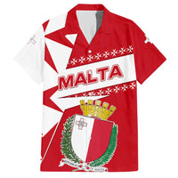 Malta Hawaiian Shirt with Red White Starburst Design - Wonder Print Shop