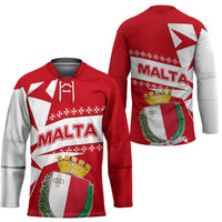 Malta Hockey Jersey with Red White Starburst Design - Wonder Print Shop
