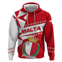 Malta Hoodie with Red White Starburst Design - Wonder Print Shop