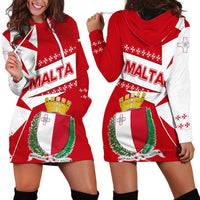 Malta Hoodie Dress with Red White Starburst Design - Wonder Print Shop