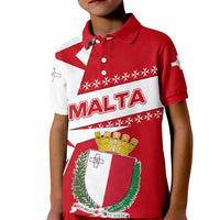 Malta Kid Polo Shirt with Red White Starburst Design - Wonder Print Shop
