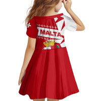 Malta Kid Short Sleeve Dress with Red White Starburst Design - Wonder Print Shop