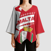 Malta Kimono Sleeve Blouse with Red White Starburst Design - Wonder Print Shop