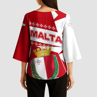 Malta Kimono Sleeve Blouse with Red White Starburst Design - Wonder Print Shop