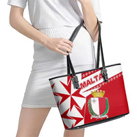 Malta Leather Tote Bag with Red White Starburst Design - Wonder Print Shop