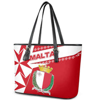 Malta Leather Tote Bag with Red White Starburst Design - Wonder Print Shop