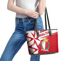 Malta Leather Tote Bag with Red White Starburst Design - Wonder Print Shop